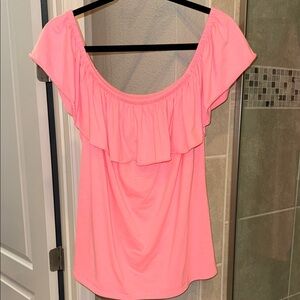 Lilly Pulitzer Pink Off-Shoulder Ruffle La Fontana Top Size XL